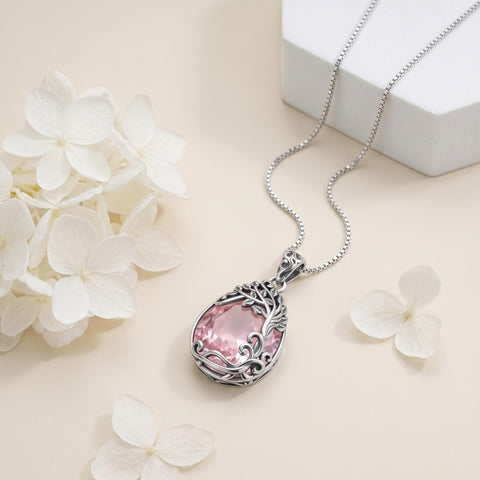 14K Gold Plated Teardrop Tree of Life Necklace for Women