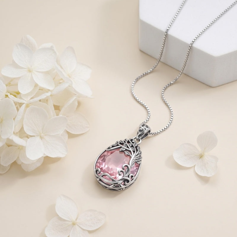 14K Gold Plated Teardrop Tree of Life Necklace for Women