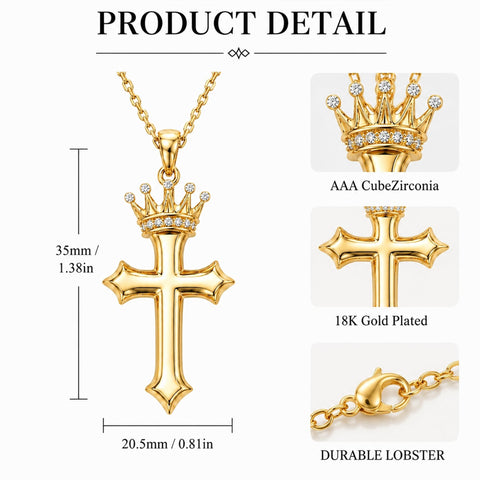 14K Gold Plated Cross Pendant Necklace for Women Religious Jewelry