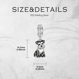 Sterling Silver Pit Bull Schnauzer Yorkie Corgi Dachshund Dog Charm Beads Fits Bracelets & Necklaces  for Women