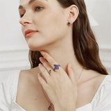 Copper Created Opal Amethyst Rainbow CZ Marquise Ring for Women