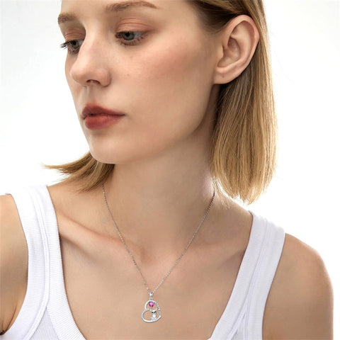 Sterling Silver 12 Month Birthstone Schnauzer Chihuahua Pitbull Pug Pendant Necklace for Women