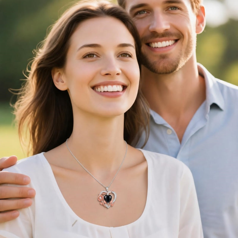Sterling Silver Teardrop Gemstone Rose Butterfly Infinity Heart Necklace for Women