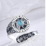 Sterling Silver Turquoise Compass Spoon Ring