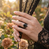 Sterling Silver 10K  14K  18K Gold 1CT-4CT Black Onyx Engagement Ring Gothic Wedding Promise Ring
