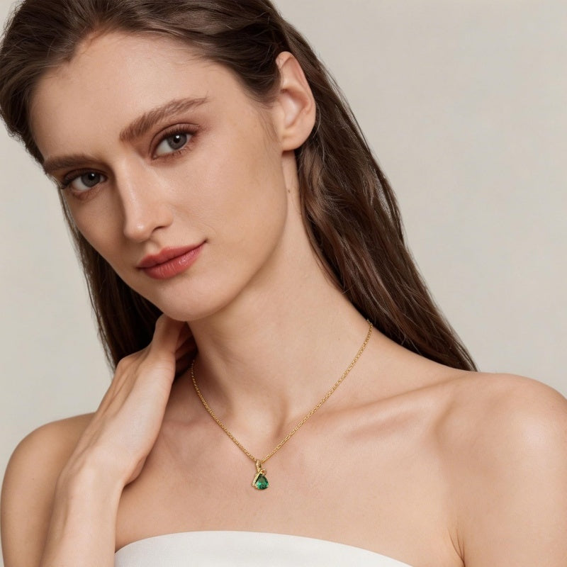 14K Gold Plated  Teardrop Birthstone Pendant Necklace Birthday Gifts for Women