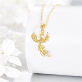 10K 14K 18K Yellow Gold  Phoenix Pendant Necklace for Women