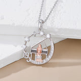 Sterling Silver Cubic Zirconia Piano Pendant Necklace for Music Lovers