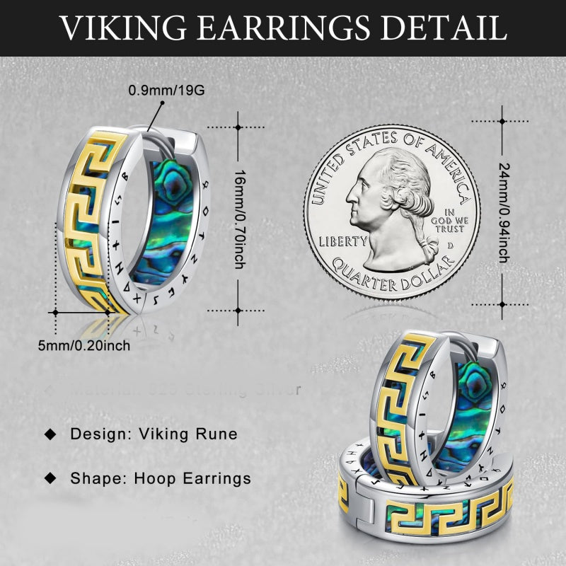 14K Gold Plated  Viking Hoop Earrings