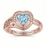 Sterling Silver Personalized  Class Ring for Women Elegant Graduation Gift