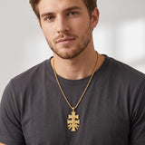14K Gold Plated Cross Pendant Necklace for Men Religious Jewelry Christian Gift
