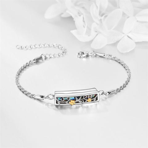 Sterling Silver Rose Butterfly Dragonfly Urn Bracelet for Ashes