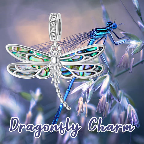 Sterling Silver Abalone Shell Dragonfly Charm Beads