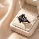 Sterling Silver 10K  14K  18K Gold 1CT-4CT Black Onyx Engagement Ring Gothic Wedding Promise Ring