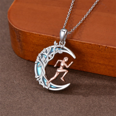 Sterling SIlver Runner Volleyball Tennis Basketball Soccer Inspirational Pendant  Necklace for Women