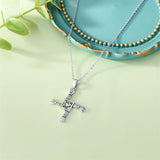 Sterling Silver Moss Agate Abalone Shell St Brigid’s Cross Christian Protection Pendant Necklace