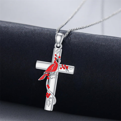 Sterling Silver Cross Bee Hummingbird Butterfly Dove Red Cardinal Pendant Necklace for Her