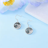 925 Sterling Silver Filigree Earrings  Moss Agate Round Dangle Earrings  Jewelry Gifts for Women