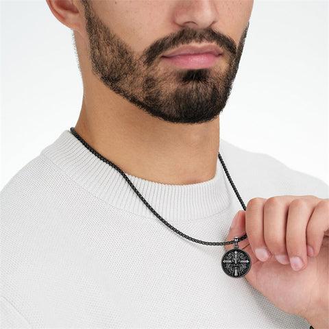 Sterling Silver Faith Bible Lion Pendant Necklace for Men