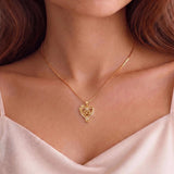 14K Gold  Plated Birthday Anniversary Rose Heart Pendant Necklace for Women