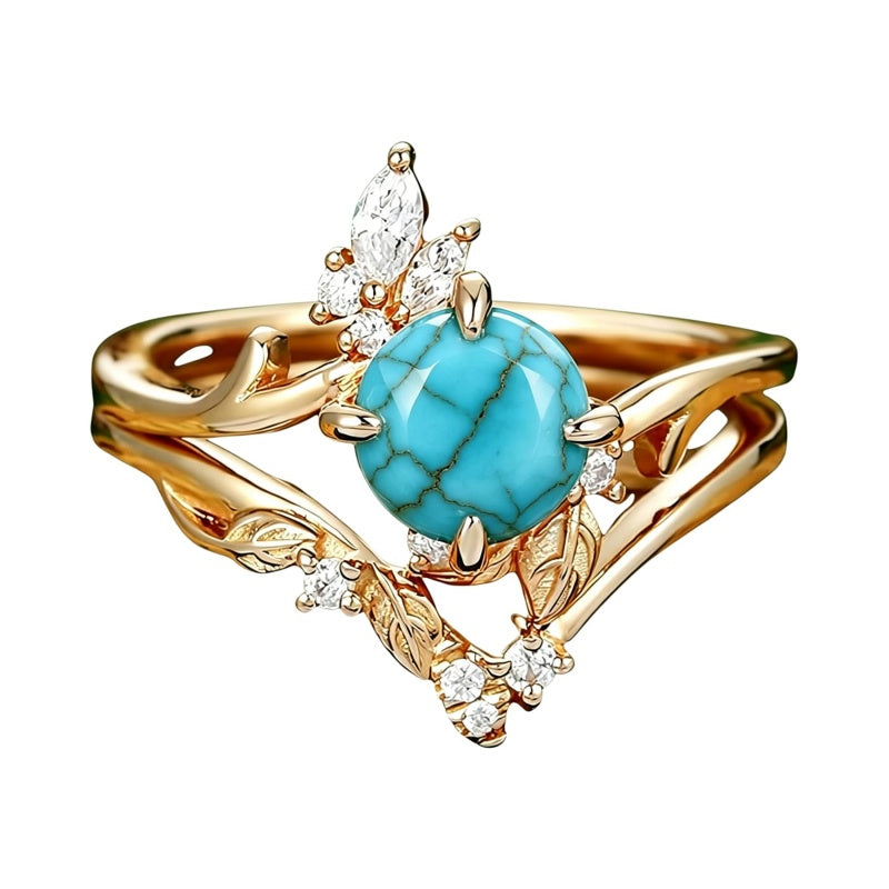 Sterling Silver Personalized Engraved 1-3CT Turquoise Engagement  Wedding Promise Ring Set for Her