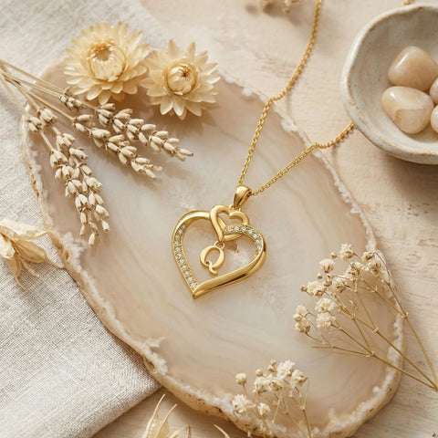 Heart Initial A-Z Pendant Necklace for 14K Gold Plated Women Initials Jewelry Gifts