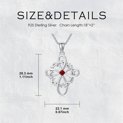 Sterling Silver 12 Birthstones Twisted Cross Necklace for Women
