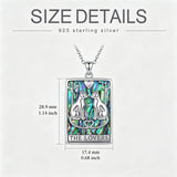 Sterling Silver Abalone Shell Tarot Card Pendant Necklace Gifts for Birthday Halloween Anniversary Valentine’s Day