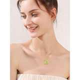 14k Gold Plated Sterling Silver Round Jade Tree of Life Necklace Good Fortune Jewelry for Women