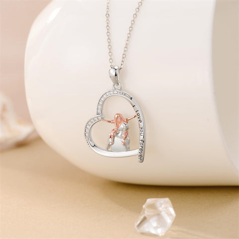 Sterling Silver Father Daughter Heart Pendant Necklace from Dad Gift for Daughter