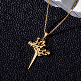 14K Gold Plated Cross Pendant Necklace for Men Religious Jewelry Christian Gift