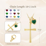 14K Gold  Plated Birthstone Cross Faith Necklace for Women
