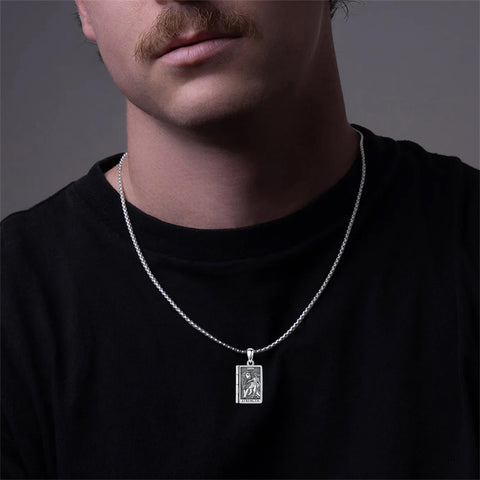 Sterling Silver Sun Moon Lovers Tarot Card Photo Locket Necklace