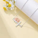 Sterling Silver Cross Father Daughter Mother Daughter Sister Pendant Necklace Engraved with I Love You Forever