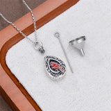 Sterling Silver Personalized Red Cubic Zirconia Butterfly Hummingbird Urn Necklace for Ashes
