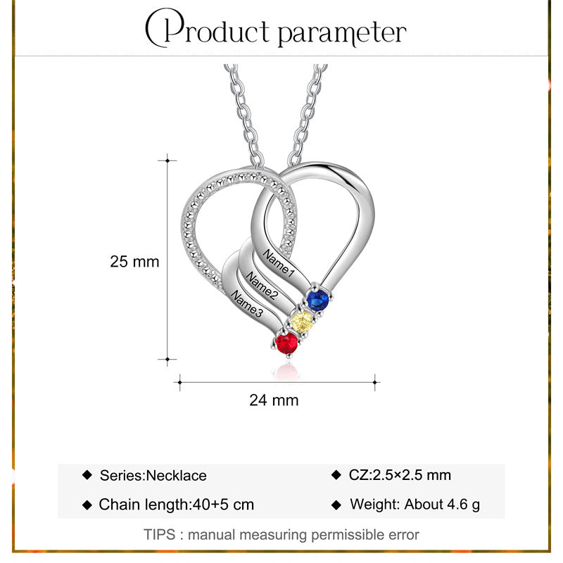 Sterling Silver Personalized  Engraved 2-6 Names Family Pendant Necklace