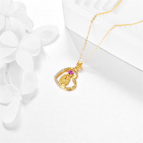 14K Yellow Gold Heart Sister Pendant Necklace