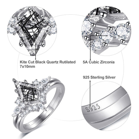 Sterling Silver Kite Cut Gemstone Engagement Wedding Promise Ring Gift For Valentine's Day