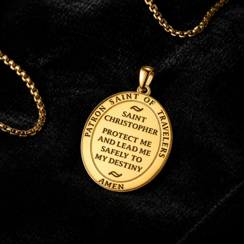 Patron Saint Medal Gold Plated Catholic Pendant Christian Religious Necklace Amulet Jewelry