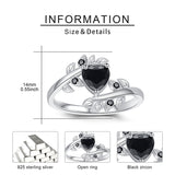 Leaf Zircon Rings for Women S925 Sterling Silver Leaf Rings Adjustable Heart Zircon Leaf Jewelry Gift Birthday Christmas Gift