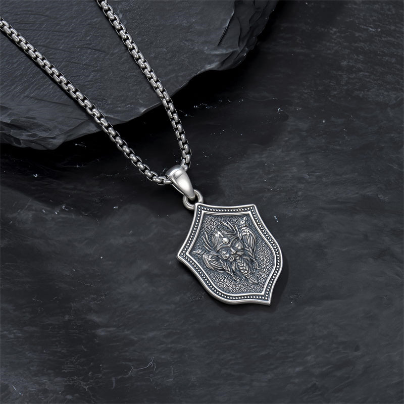 Sterling Silver Viking Raven Bear Odin Wolf Pendant Necklace for Men