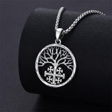 Sterling Silver Jerusalem Tree of Life Cross Religious Pendant Necklace