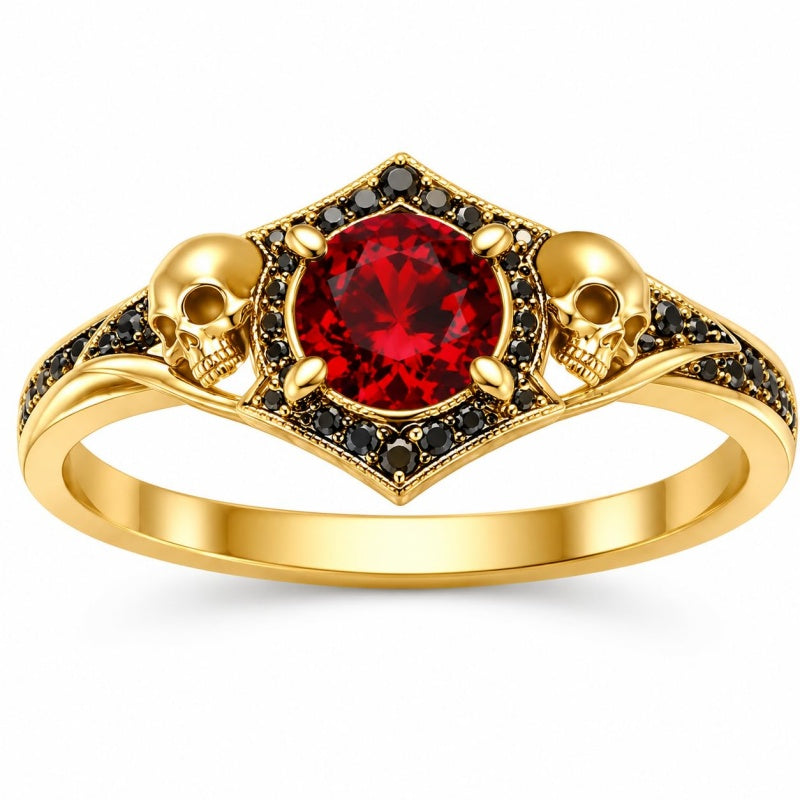 Sterling Silver 10K 14K 18K Gold Personalized Gothic Skull Ring Exquisite Spooky Jewelry for Halloween Lovers