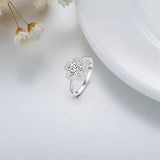 Sterling Silver Personalized Engraved Moissanite Engagement Wedding Anniversary Ring