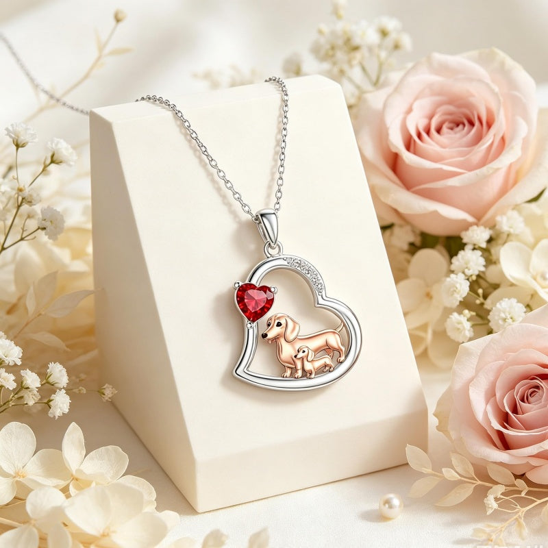 Sterling Silver Mother Daughter Two Hippo Two Elephant Two Horse Two Dachshund Two Cow Pendant Necklace