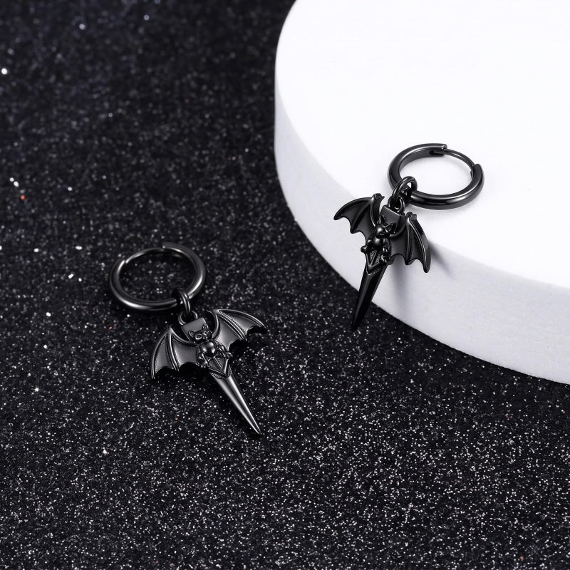 Sterling Silver Feather Arrow  Skull Spider Bat Scorpion Hoop Earrings Halloween Christmas Gift