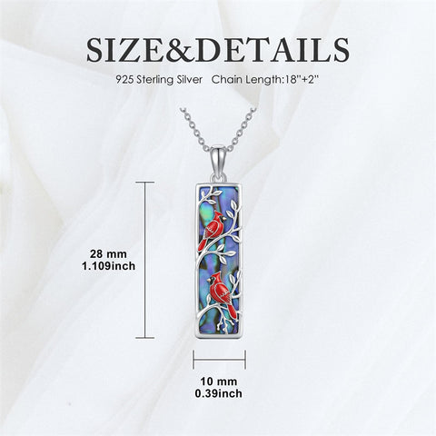 Sterling Silver Abalone Shell Bar Cardinal Bee Butterfly Hummingbird Dragonfly Phoenix Pendant Necklace for Women