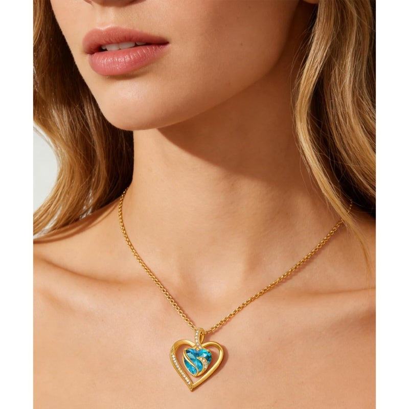 14K Gold Plated  12 Months Heart Birthstone Pendant Necklace Birthday Wedding Anniversary Jewelry Gifts for Women