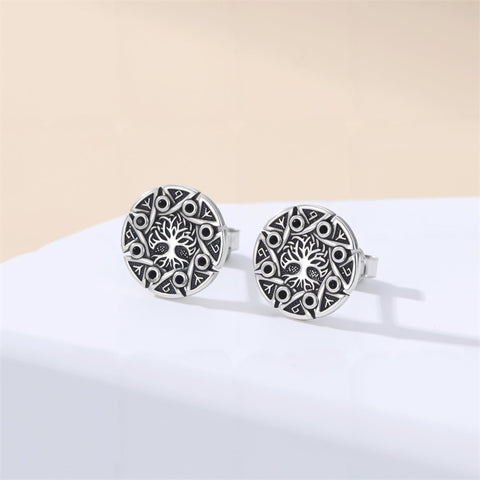 Sterling Silver Viking Raven Crow Skull Stud Earrings