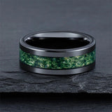 Sterling Silver Moss Agate Personalized Engraved Men's Wedding Ring